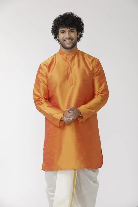 Ethnix - Orange Long Kurta for Men | Uathayam