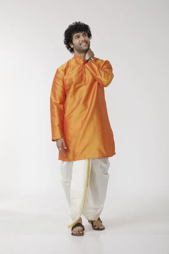 Ethnix - Orange Long Kurta for Men | Uathayam