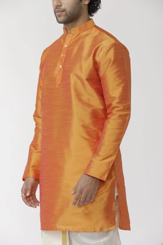 Ethnix - Orange Long Kurta for Men | Uathayam