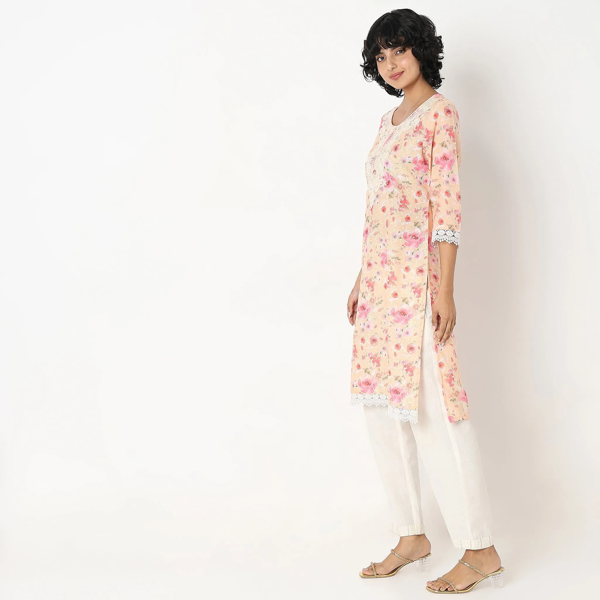 Flare Fit Embroidered Kurta