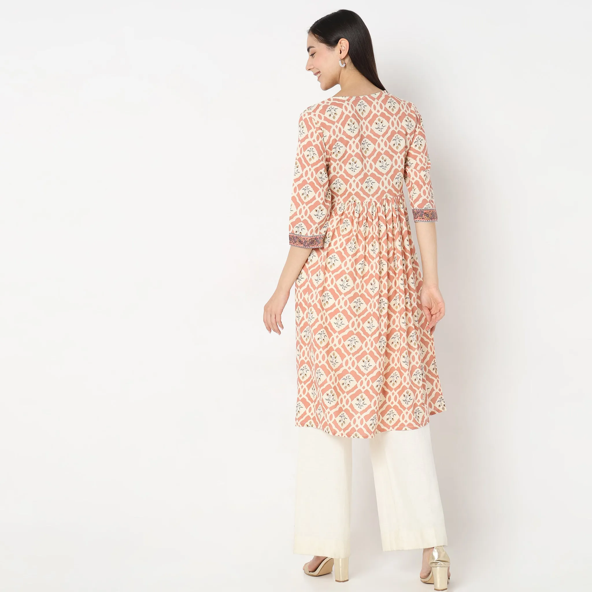 Flare Fit Embroidered Kurta