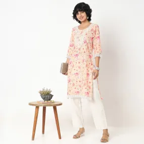 Flare Fit Embroidered Kurta