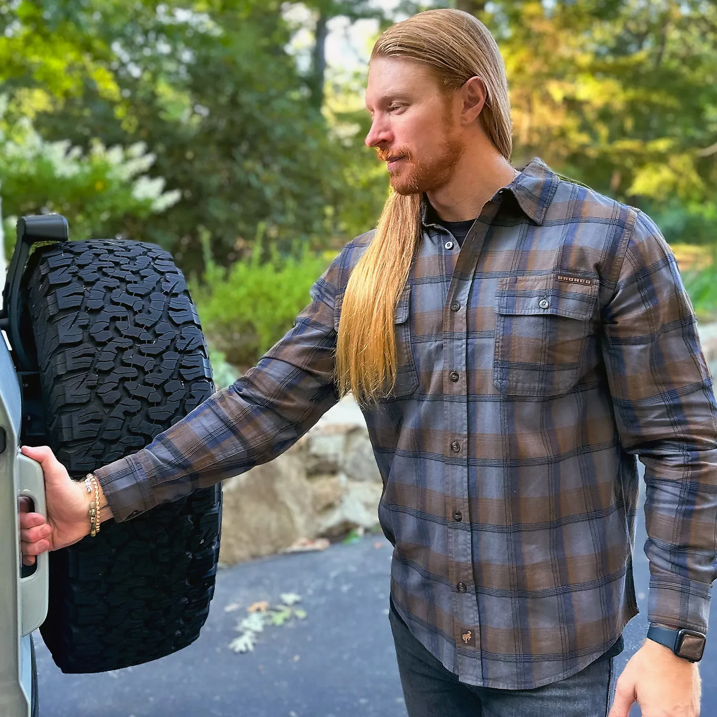 Ford Bronco Men's Overdyed Plaid Shirt