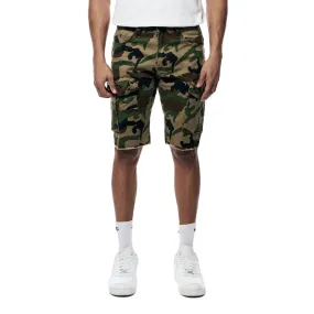 Garment Washed Twill Cargo Shorts - Wood Camo