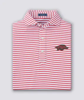 Gus Stripe Performance Polo - University of Arkansas