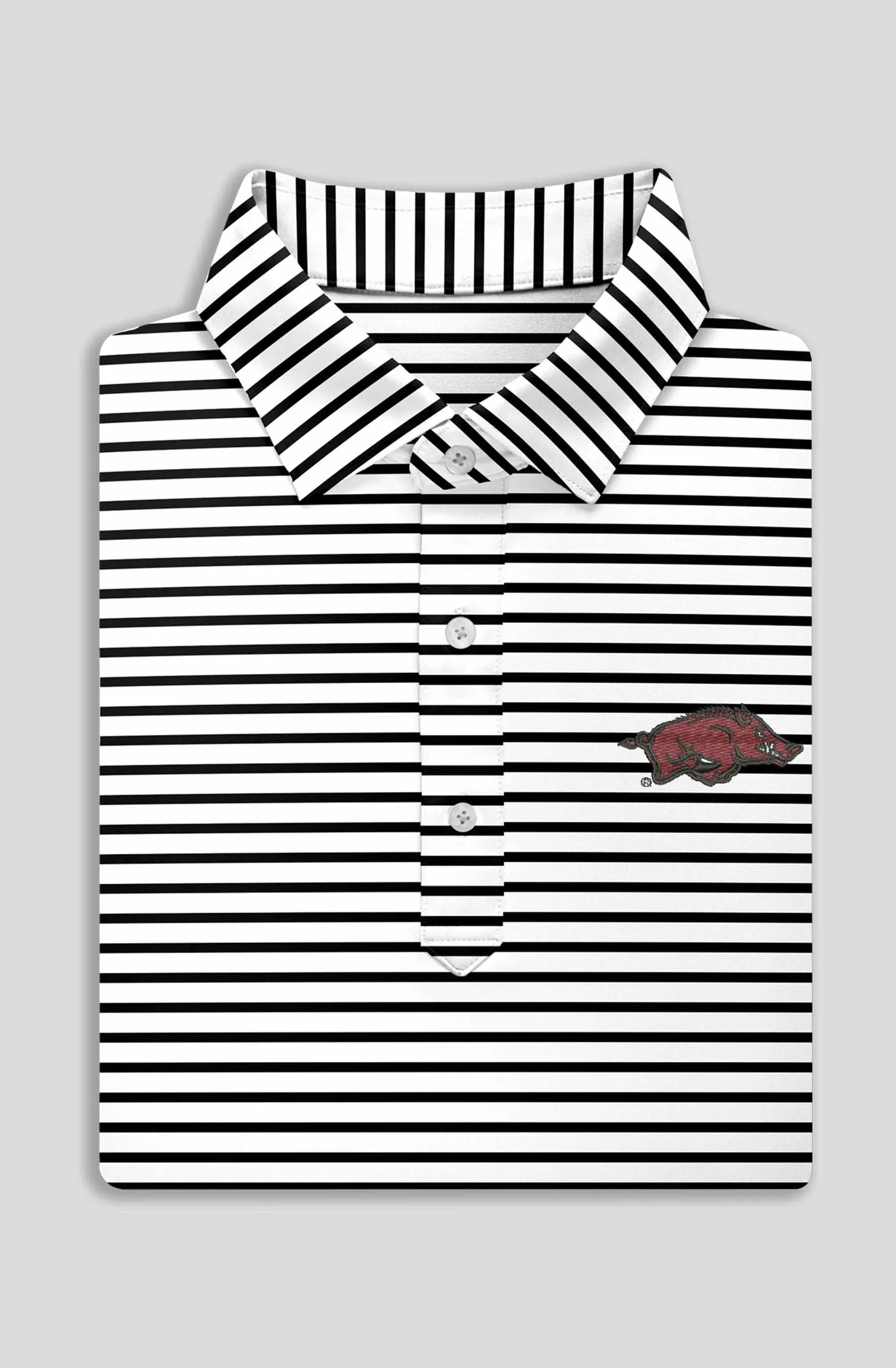 Gus Stripe Performance Polo - University of Arkansas