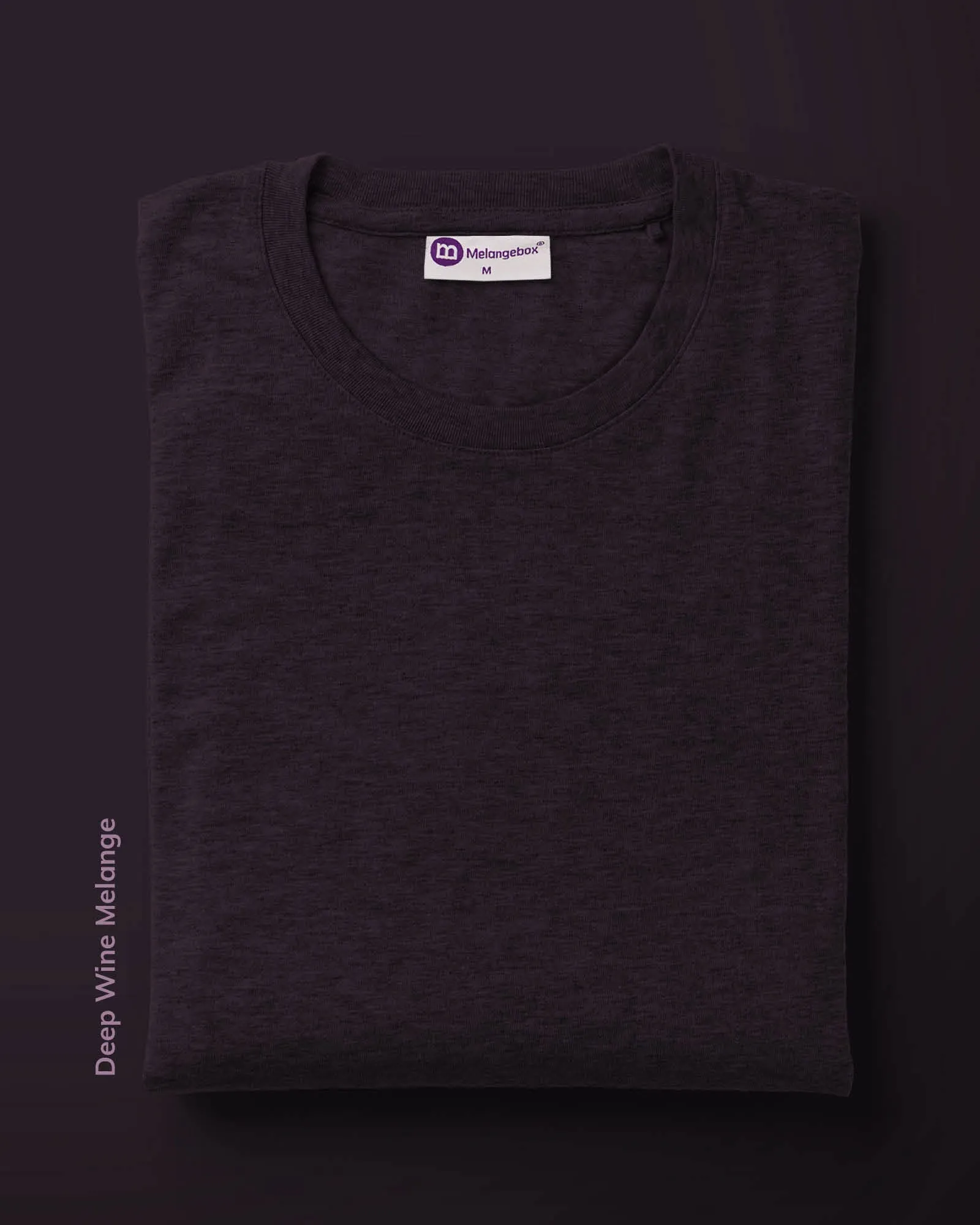 Half Sleeves Crew Neck: Deep Wine Melange