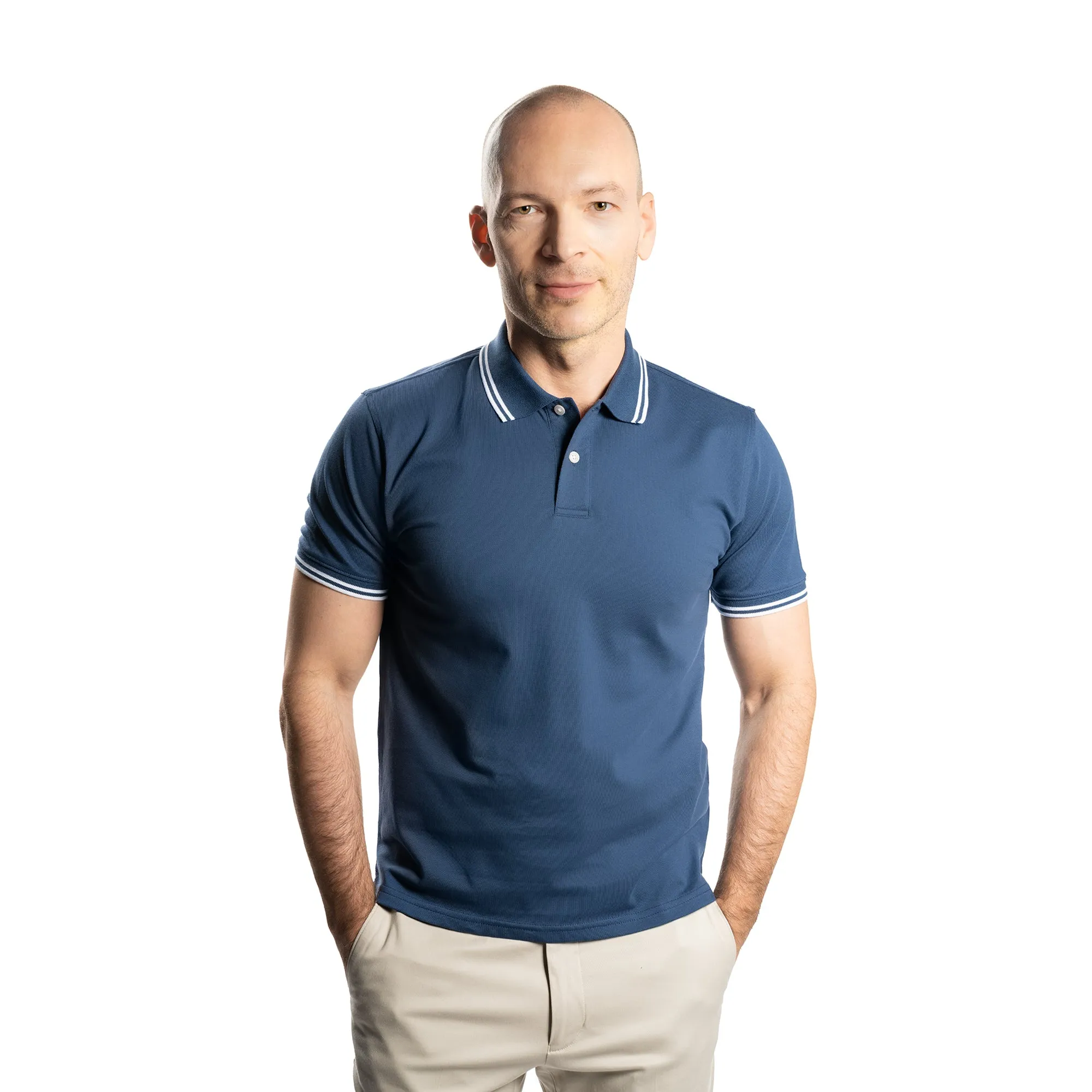 James Polo Shirt - Navy Tipped