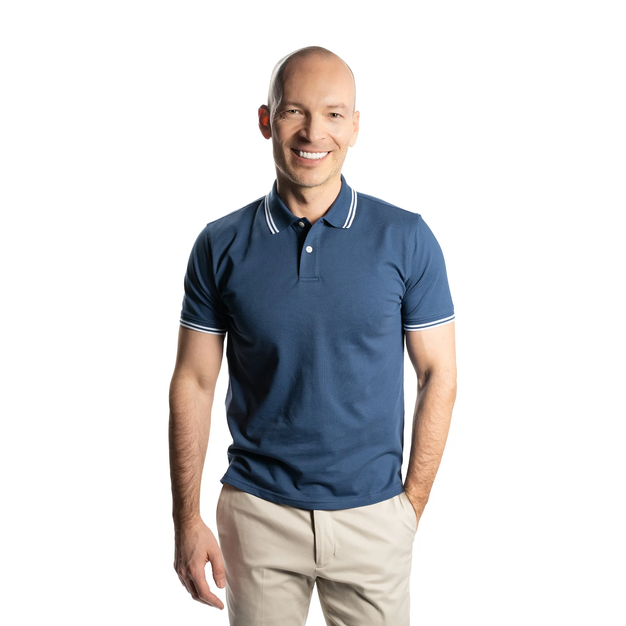 James Polo Shirt - Navy Tipped