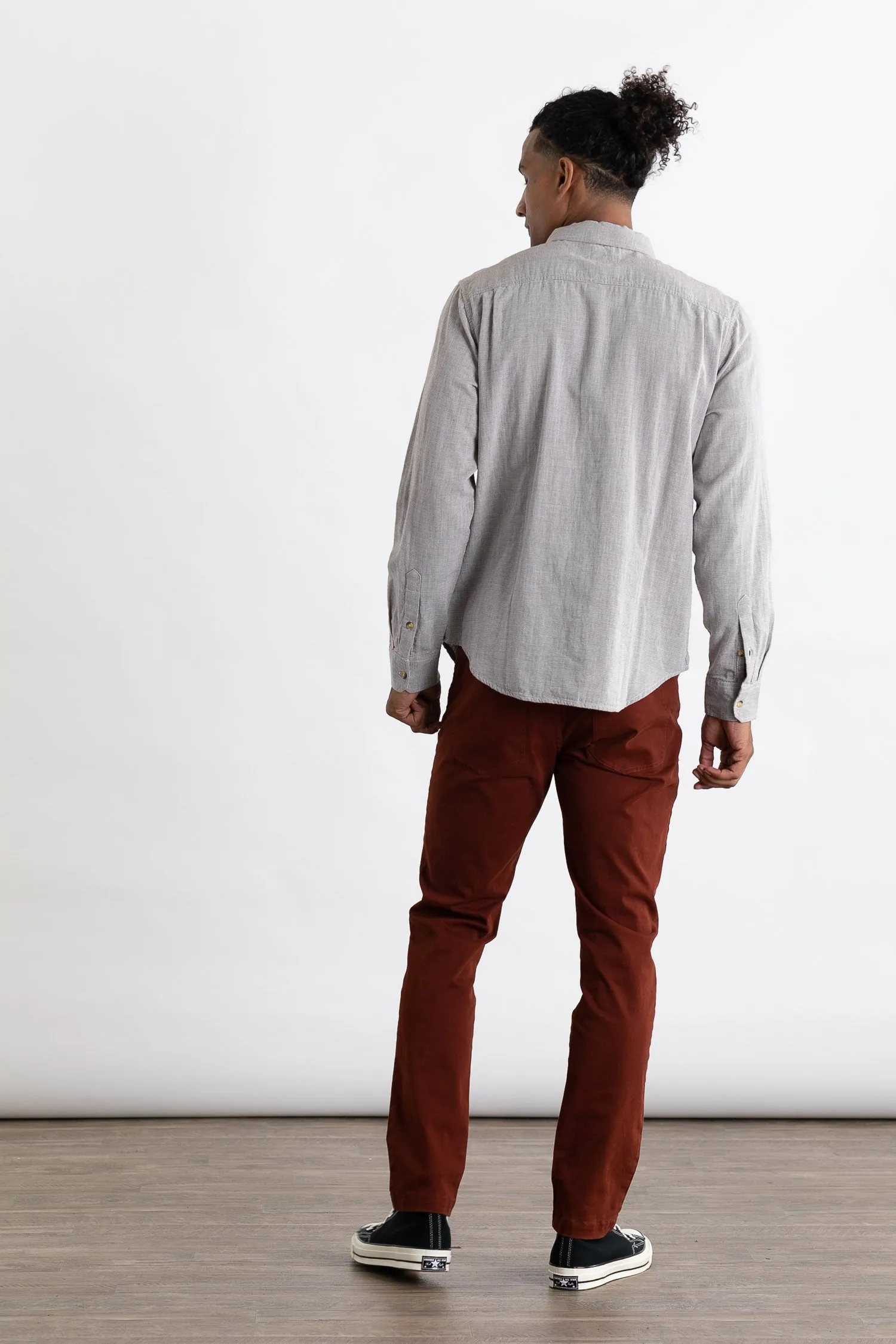 Jude Shirt / Burgundy Stripe Doublecloth