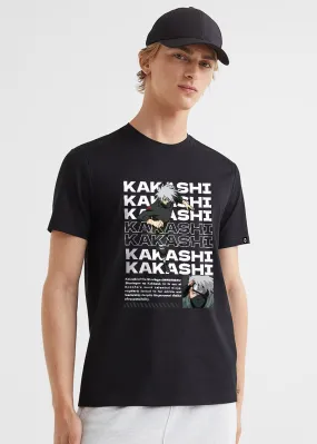 Kakashi Men Regular Fit Black Half Sleeve T-Shirt