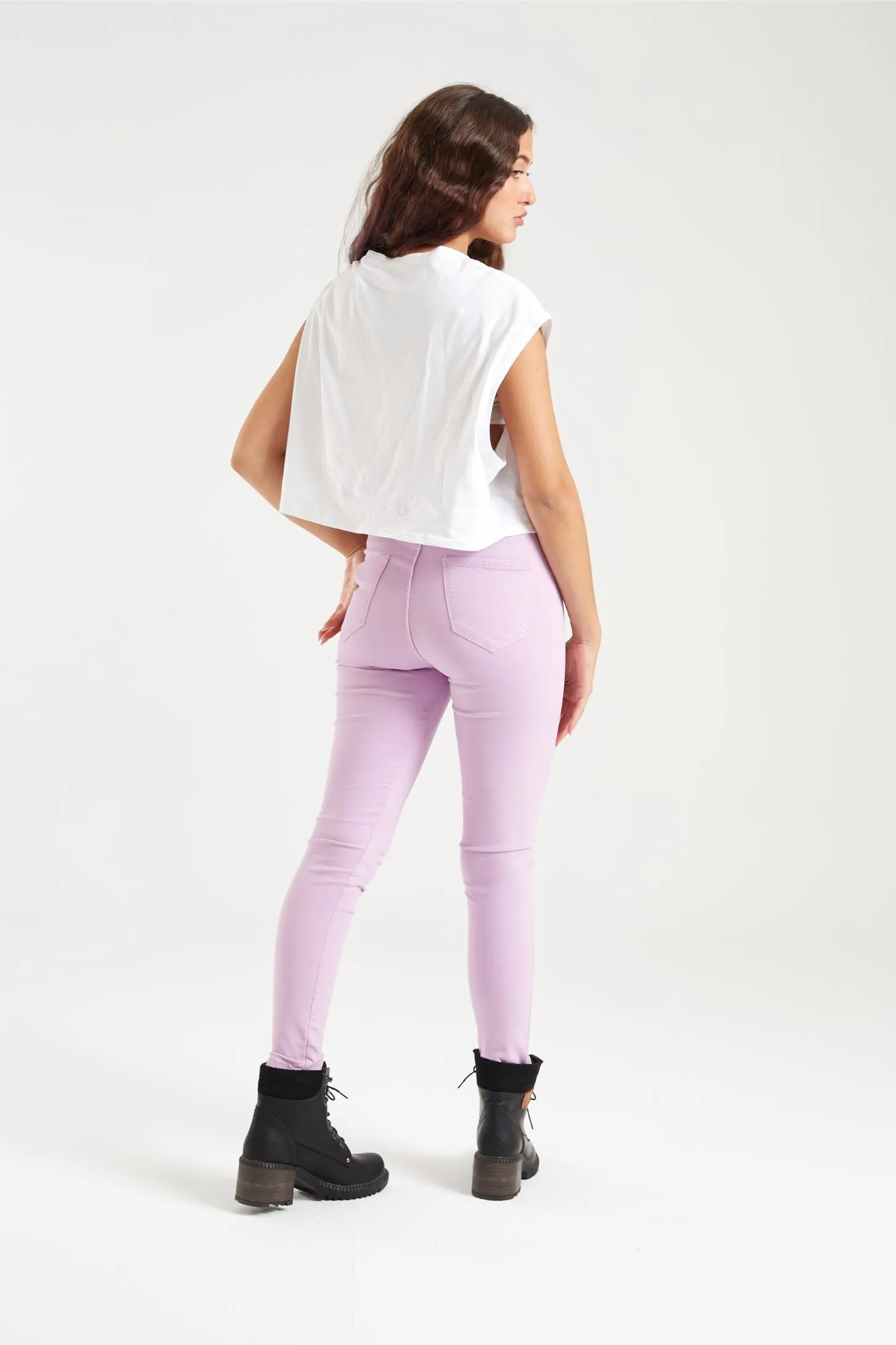 LILAC SKINNY TWILL JEANS