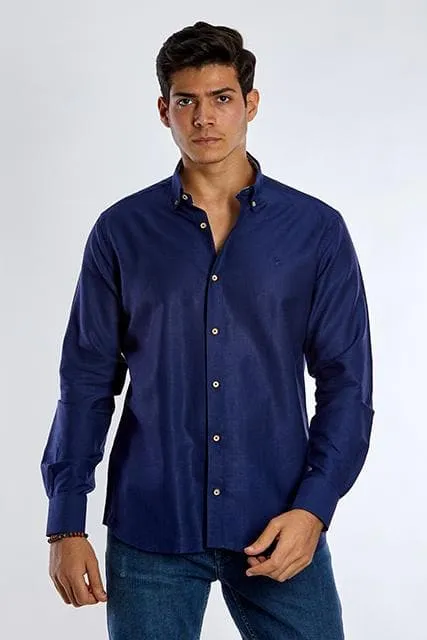 Long Sleeve Plain Shirt - NAVY