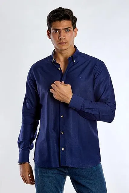 Long Sleeve Plain Shirt - NAVY