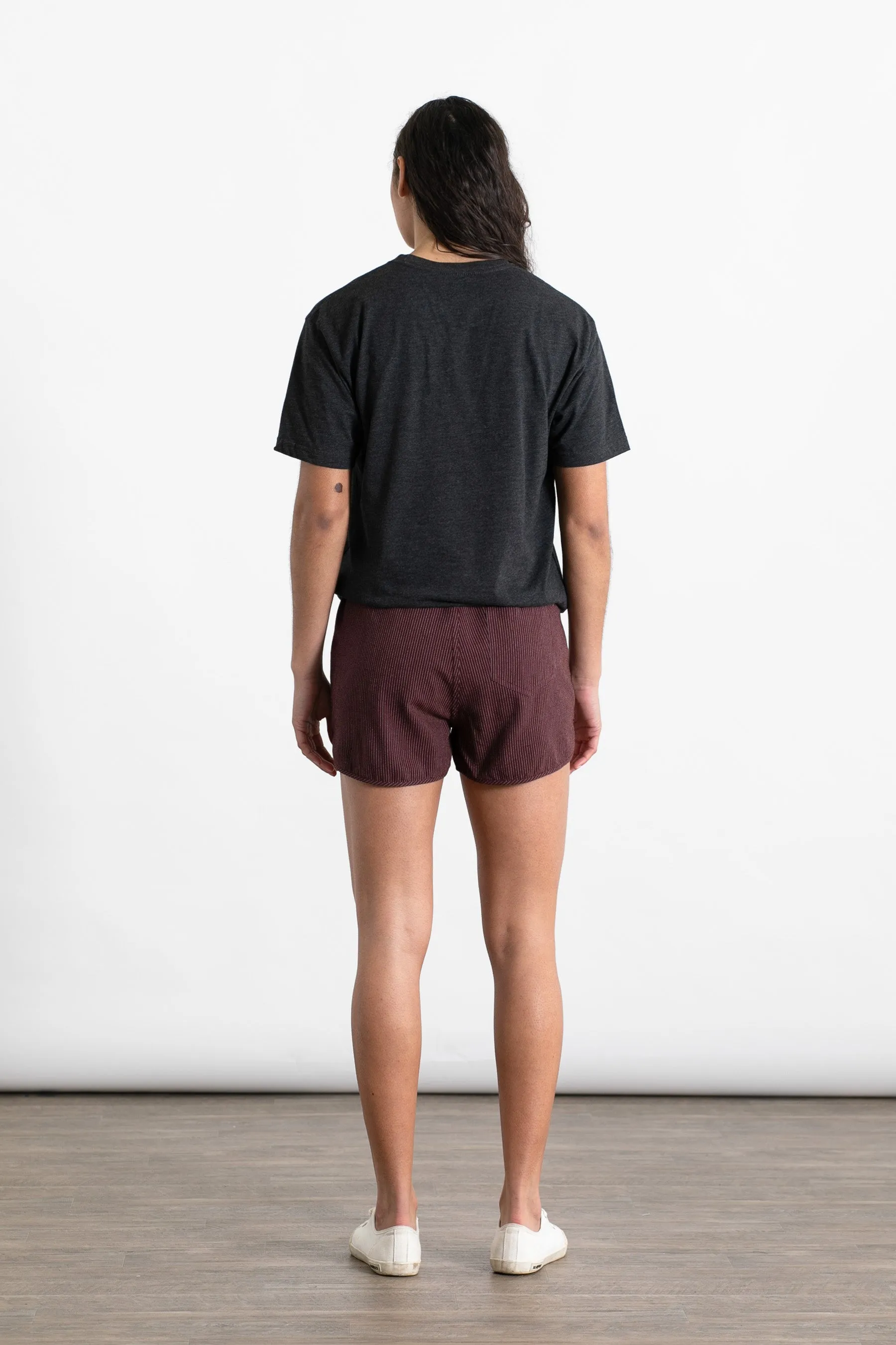 Luca Track Short / Burgundy Pinstripe