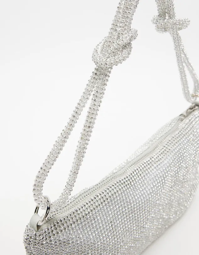 Maddie Rhinestone Bag Silver