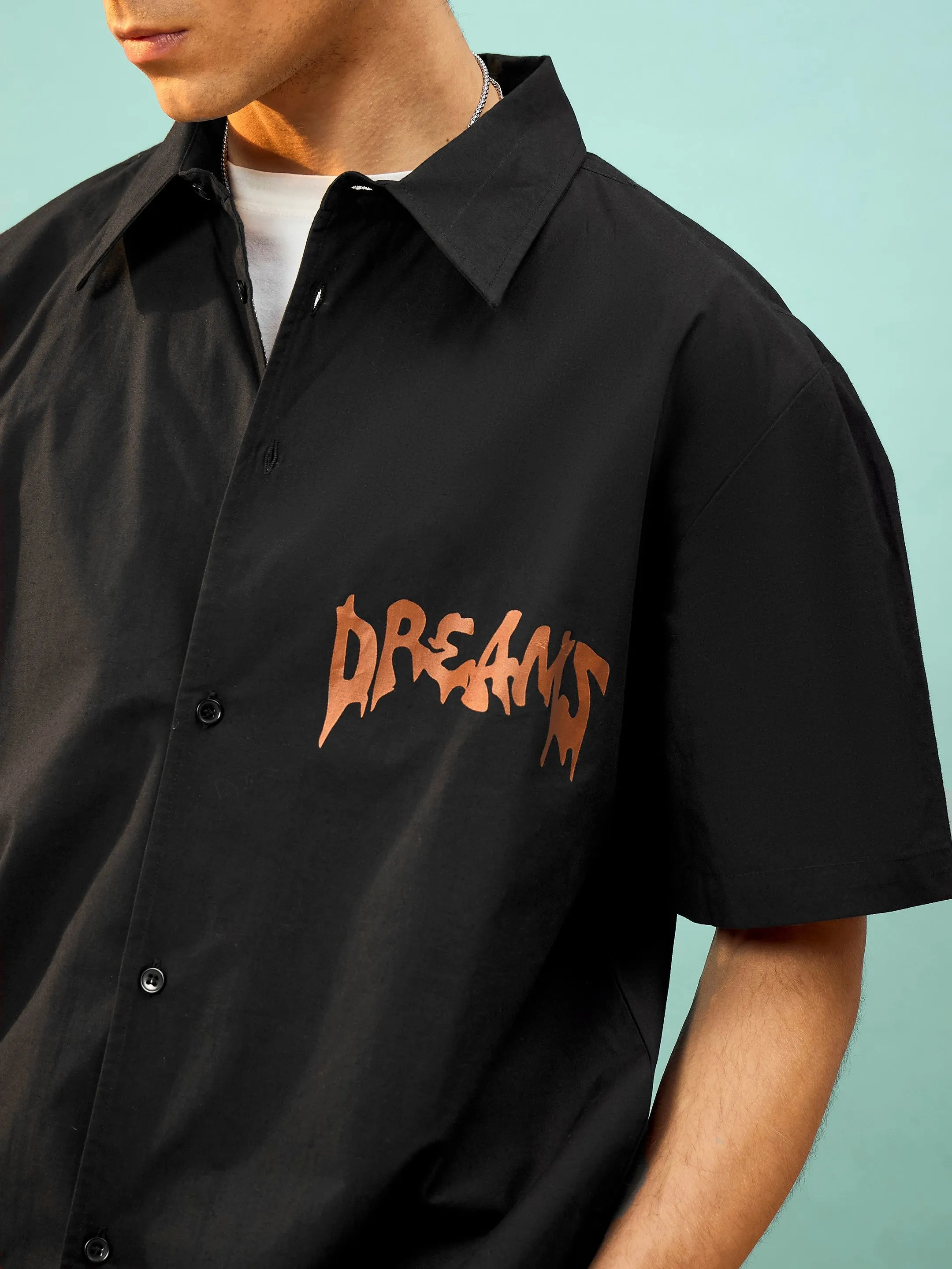 Men Black DREAMS Oversize Shirt