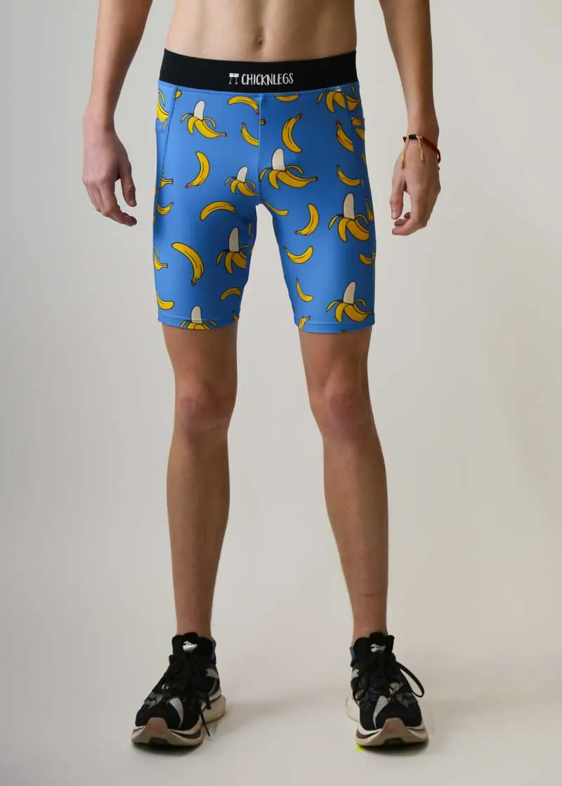 Men's Blue Bananas 8" Half Tights