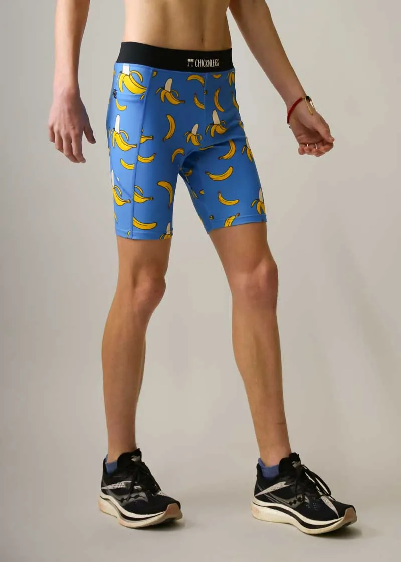 Men's Blue Bananas 8" Half Tights