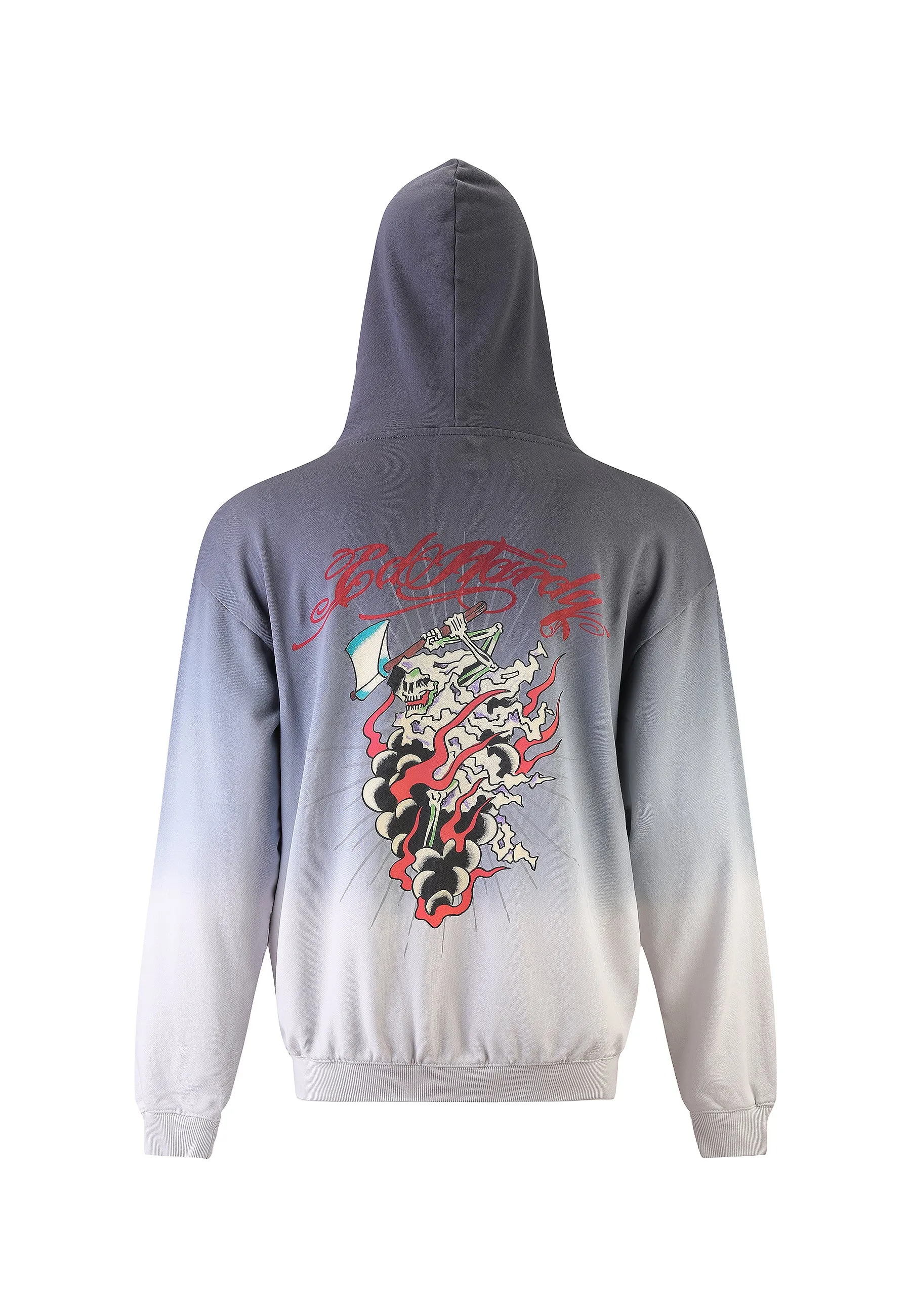 Mens Death Fighter Graphic Hoodie - Black/Grey