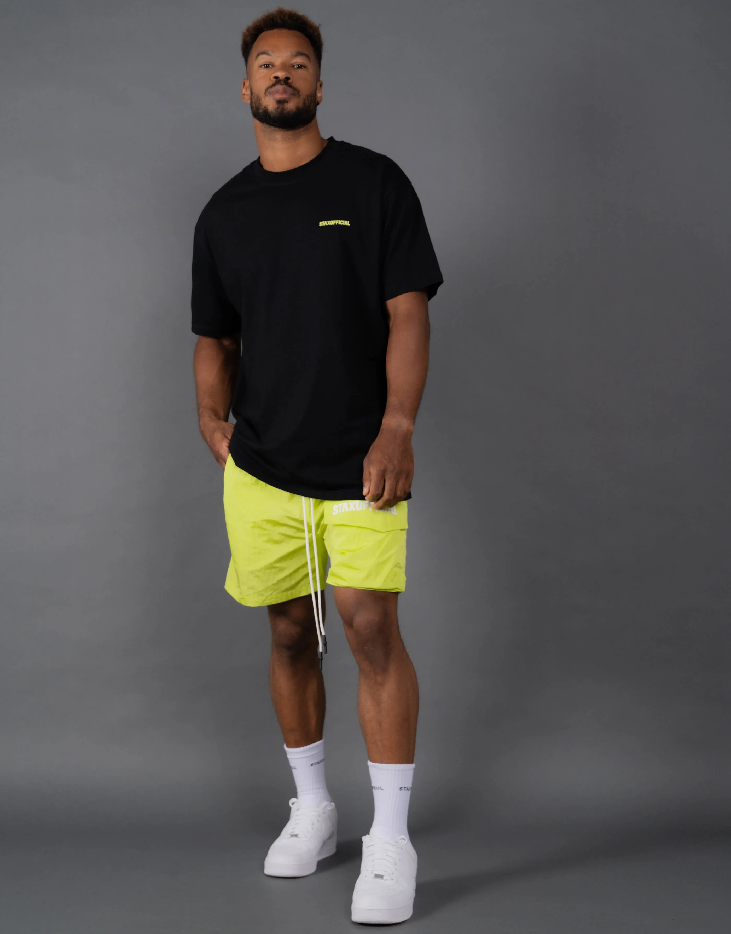 Mens Triple S Nylon Shorts - Yellow