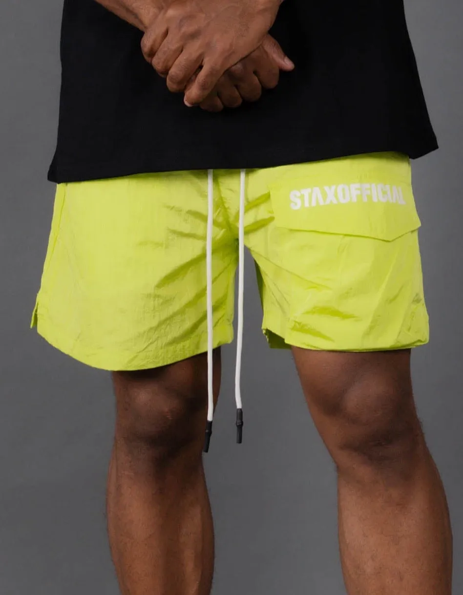 Mens Triple S Nylon Shorts - Yellow