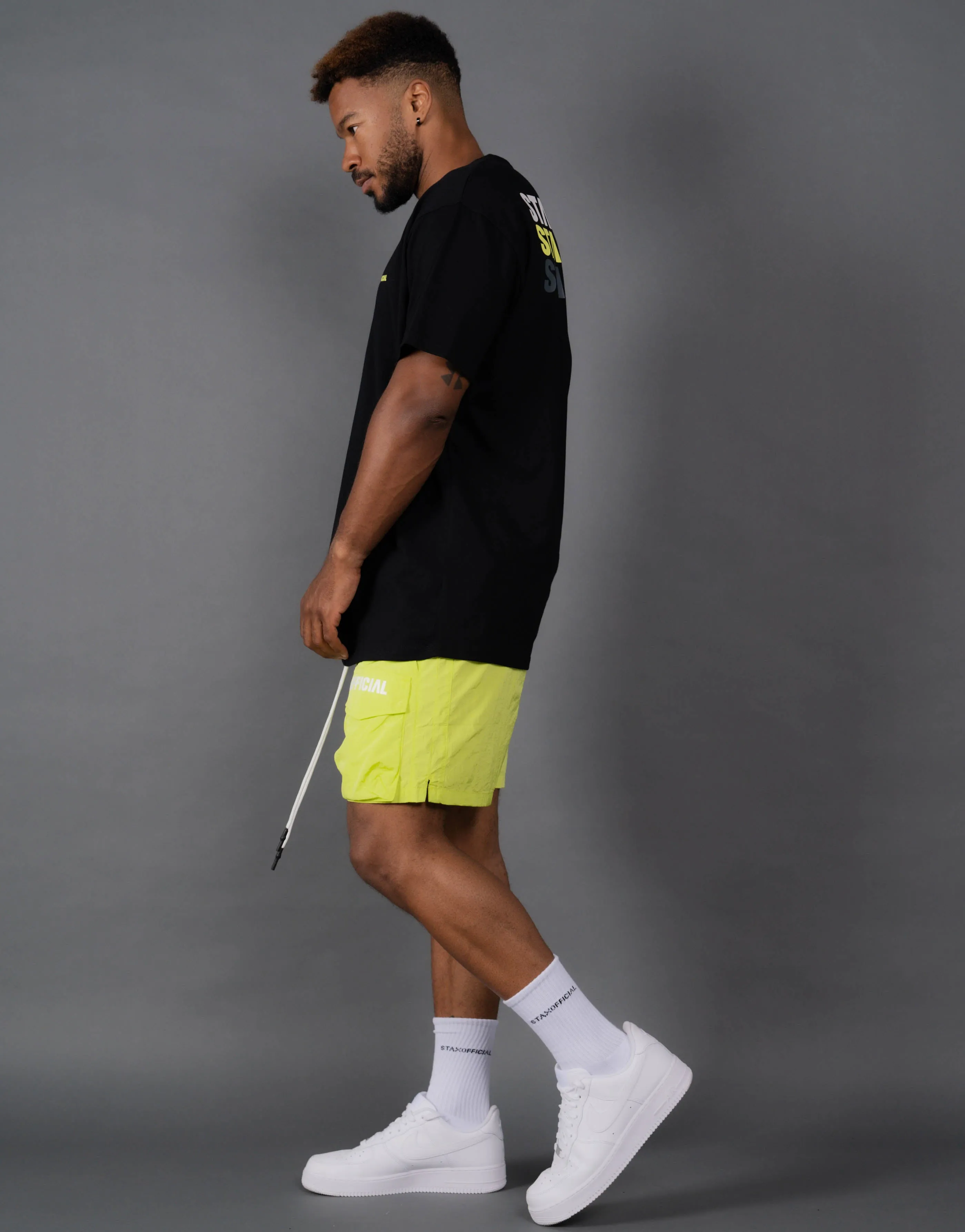 Mens Triple S Nylon Shorts - Yellow