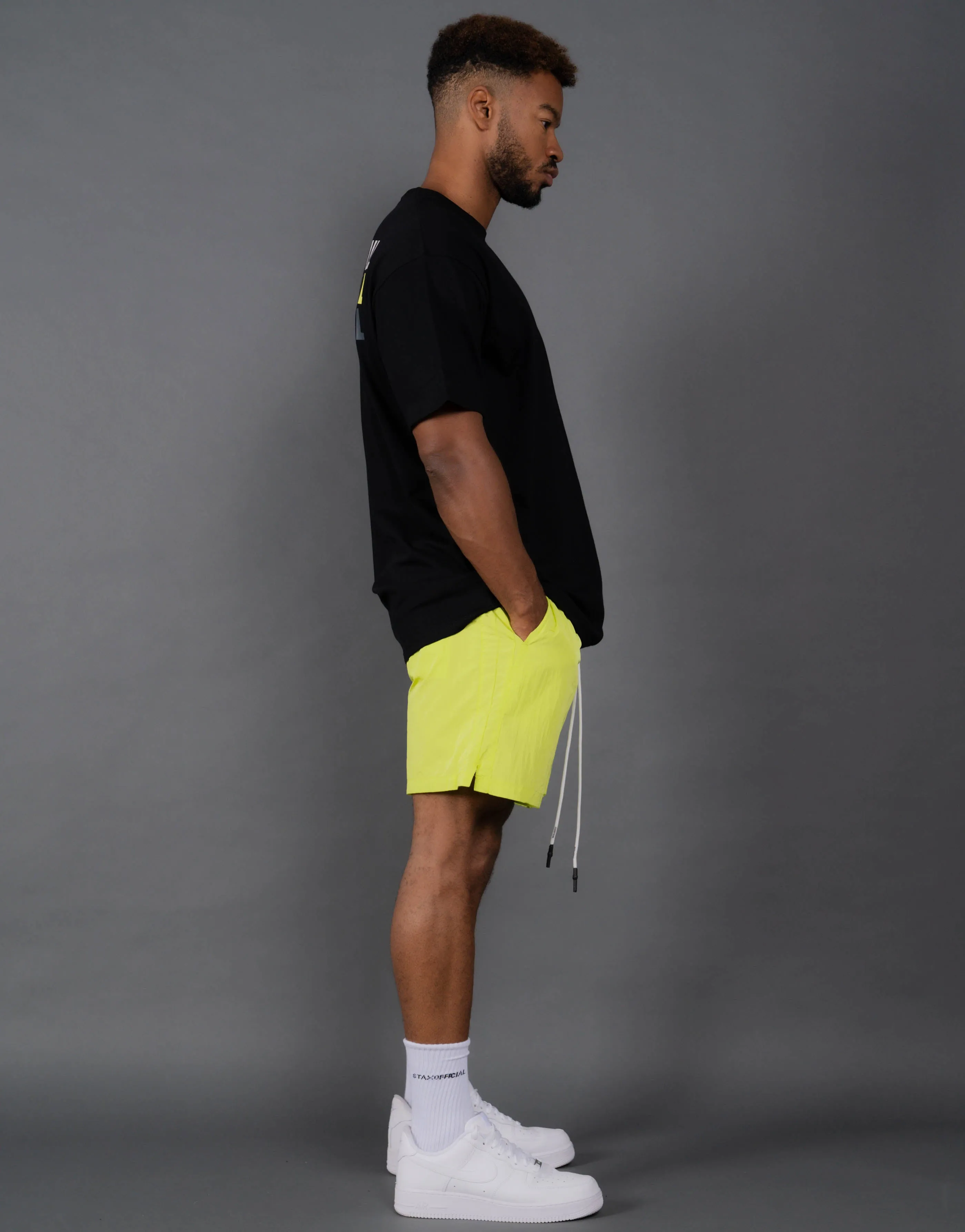 Mens Triple S Nylon Shorts - Yellow