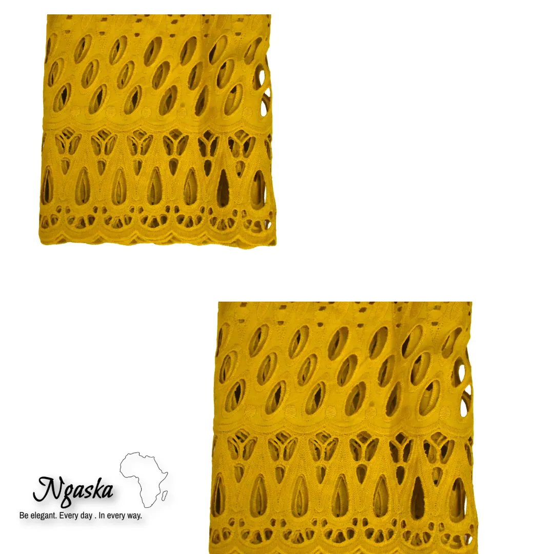 Mini Mustard Ankara African Lace, ML-1