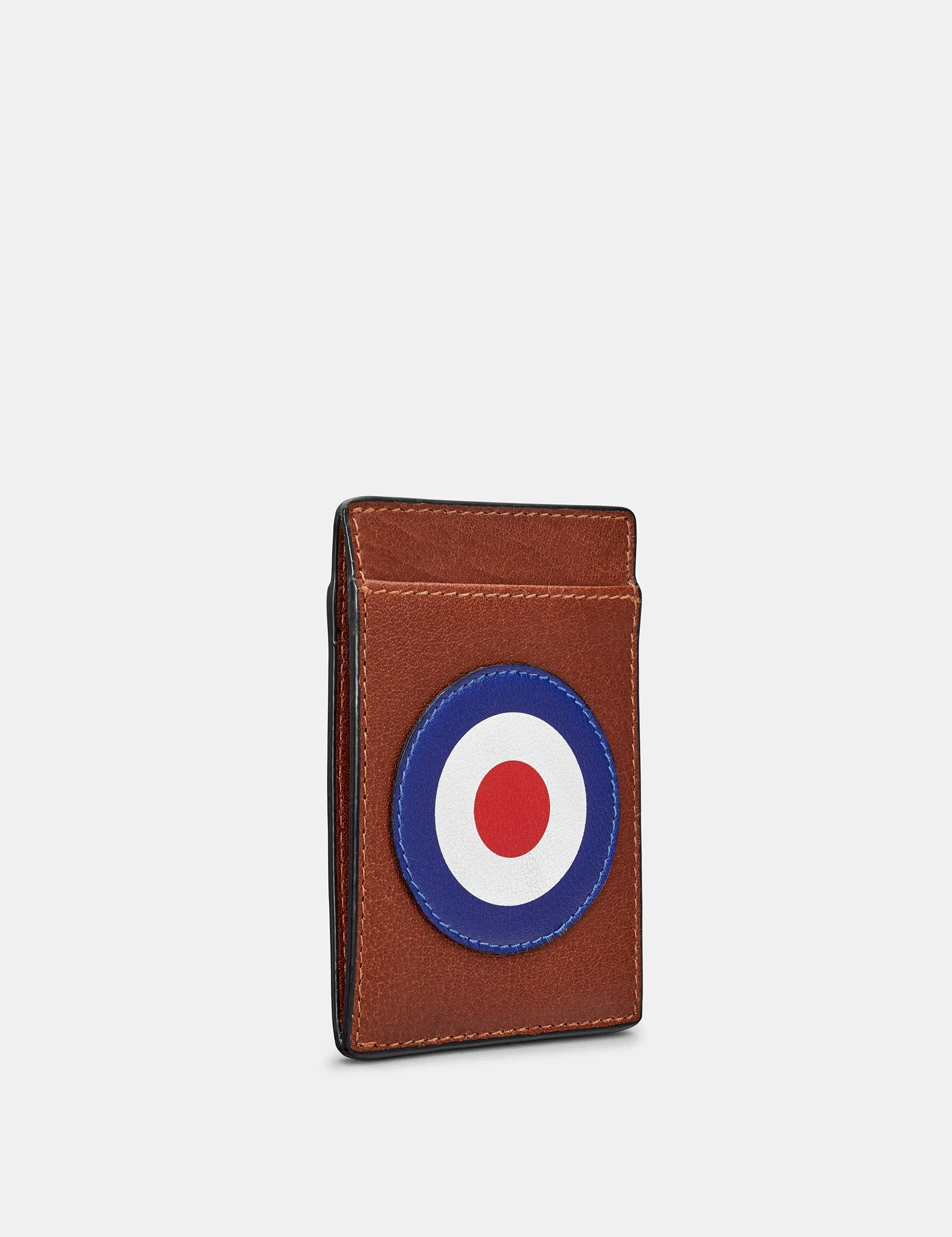 Mod Target Brown Leather Compact Card Holder