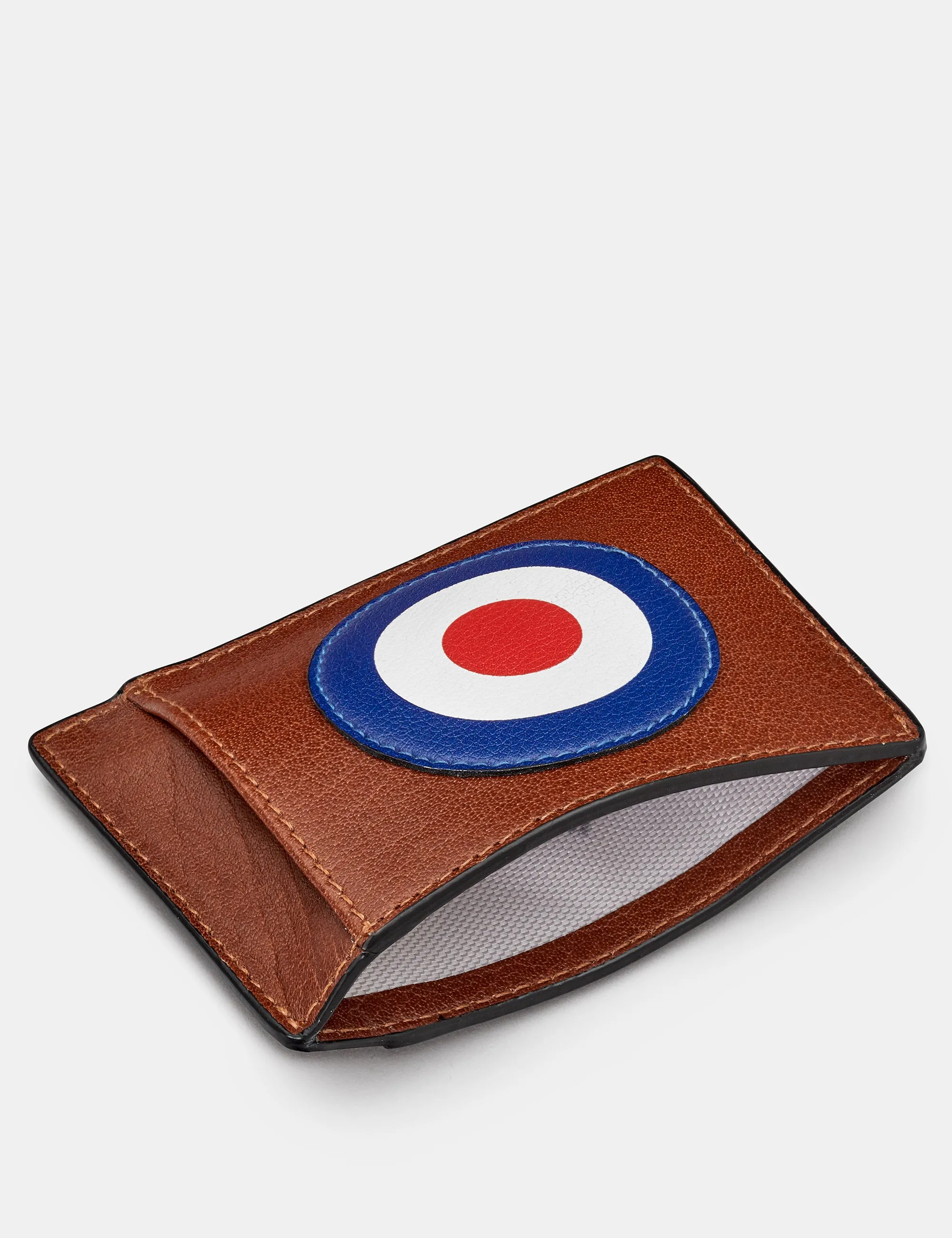 Mod Target Brown Leather Compact Card Holder