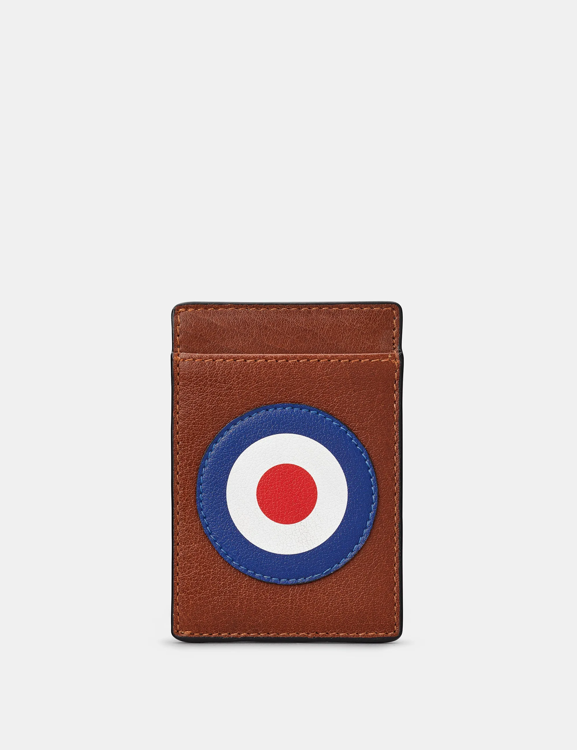 Mod Target Brown Leather Compact Card Holder