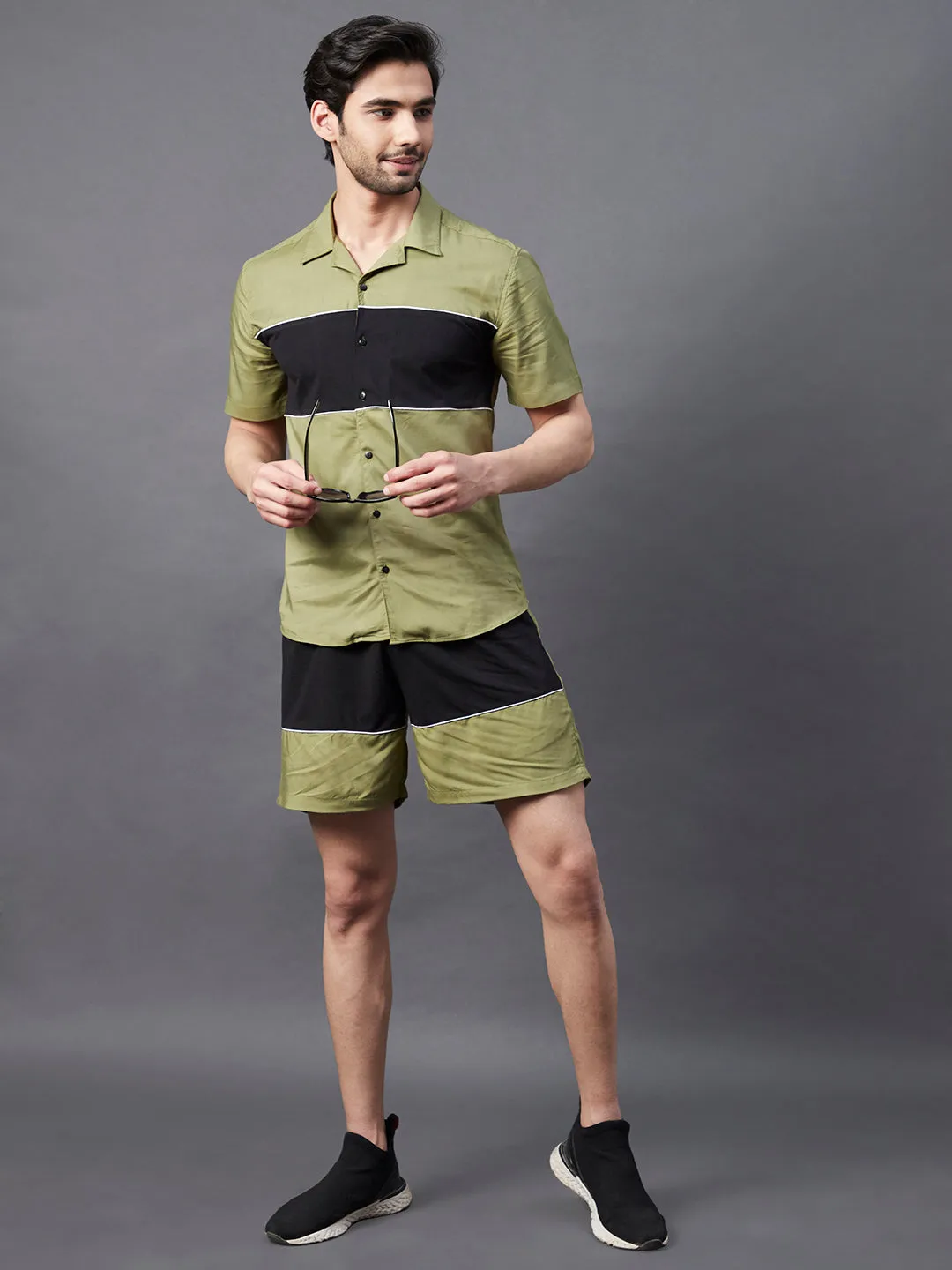 Olive Green Colorblock Co-Ord