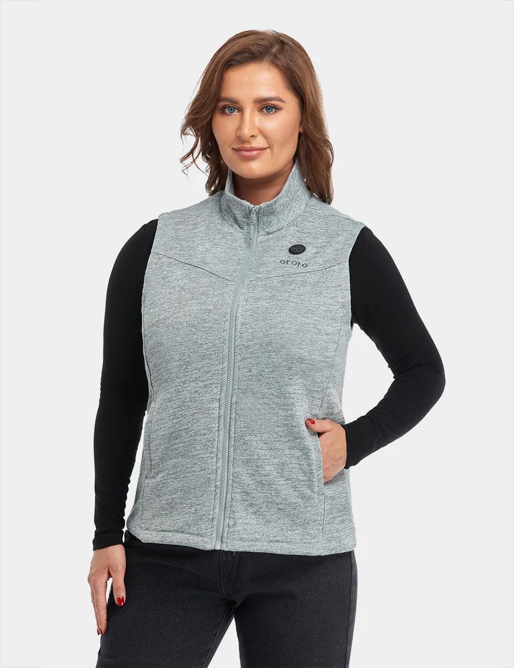 (Open-box) Women's Heated Fleece Vest - Gray (Battery Set Not Included)