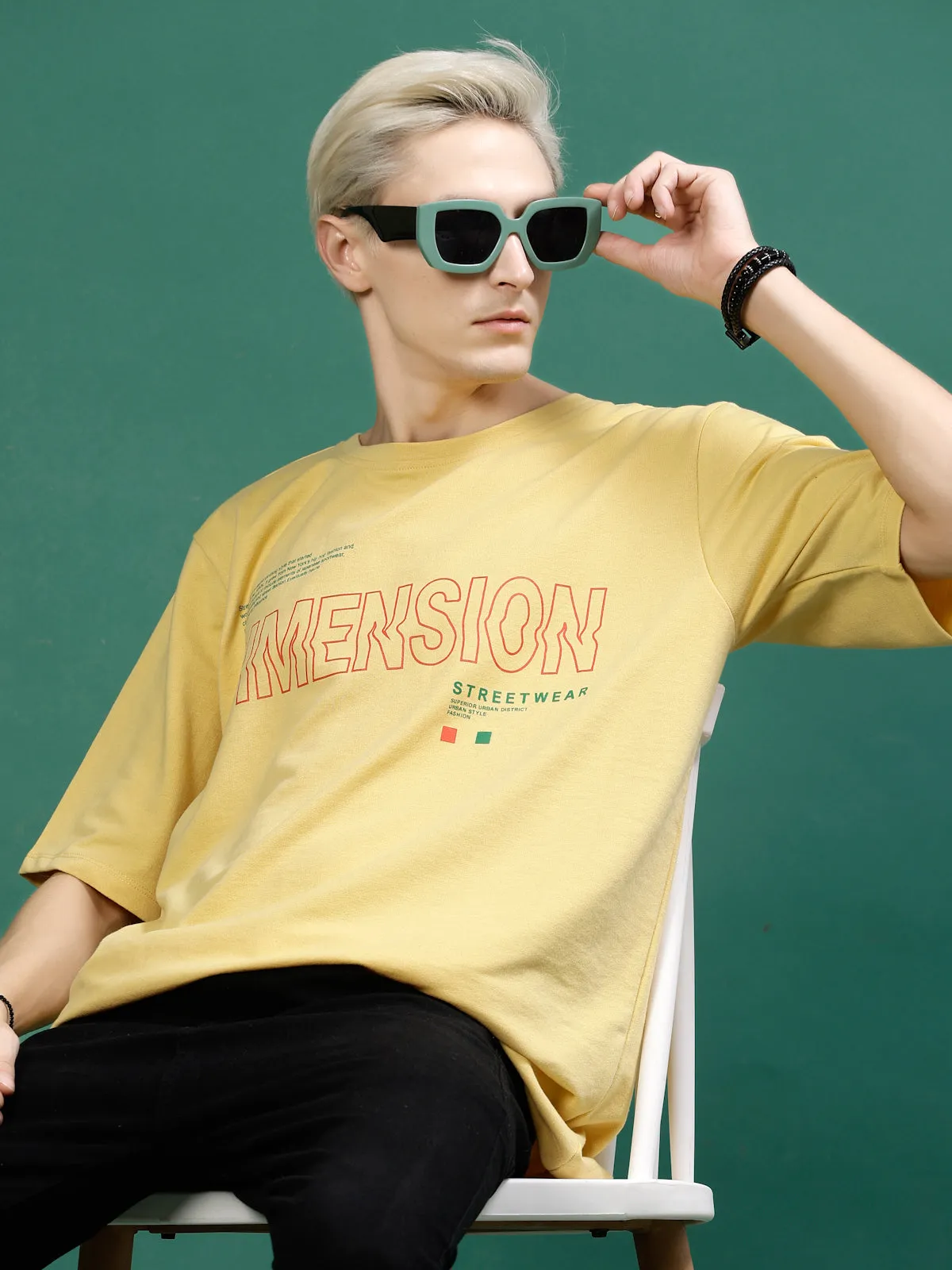 Oversized Typography Cotton Terry T-Shirt