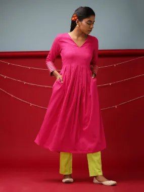 Pink Embellished Sleeve Kurta-Pant