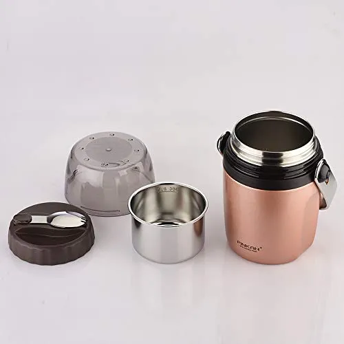 (PINKAH) Lunch Box with foldable spoon | stainless steel (950ml) - metallic copper