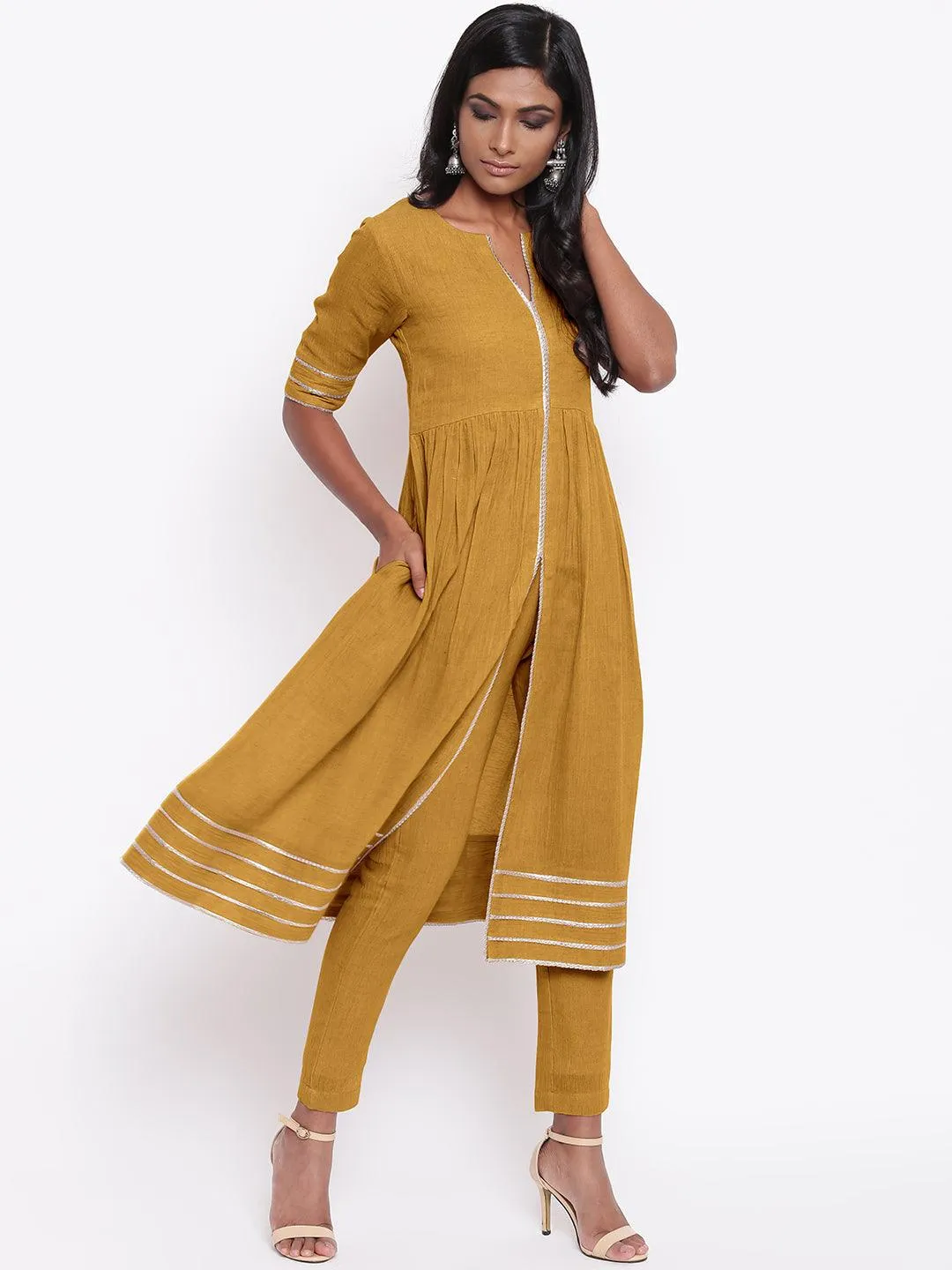 Pure Cotton Gota Slit Kurta Set | Relove