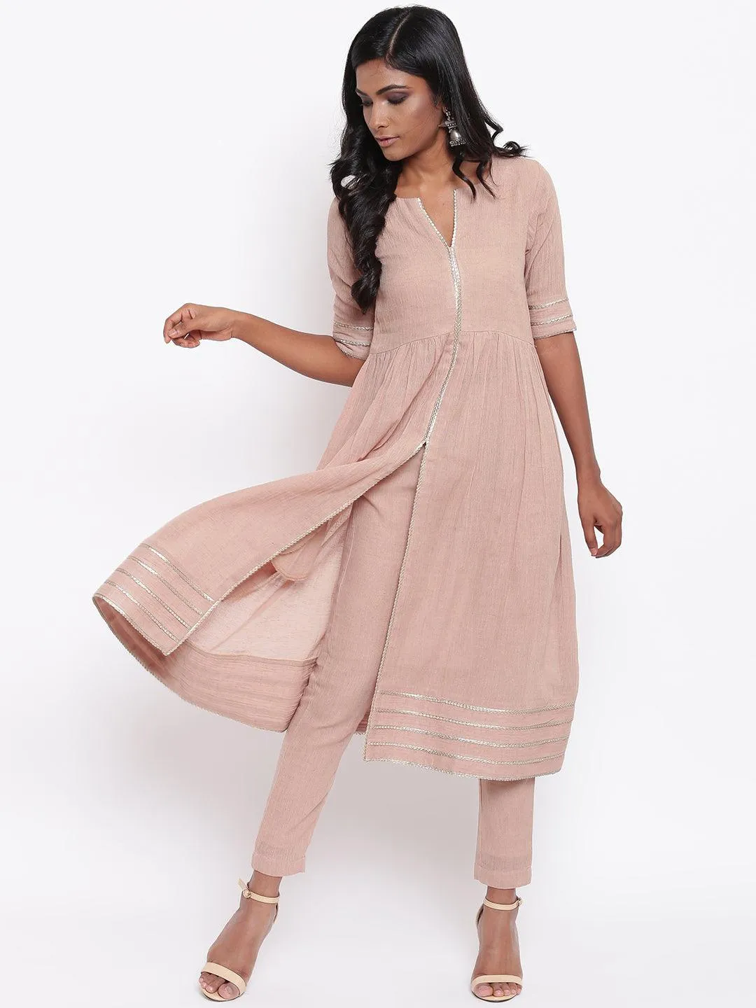 Pure Cotton Gota Slit Kurta Set | Relove