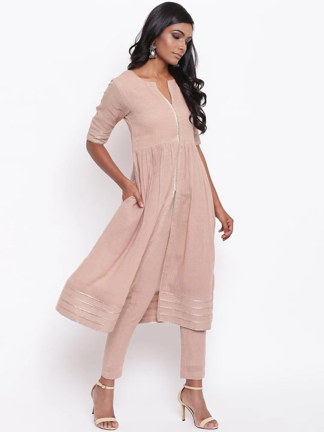 Pure Cotton Gota Slit Kurta Set | Relove