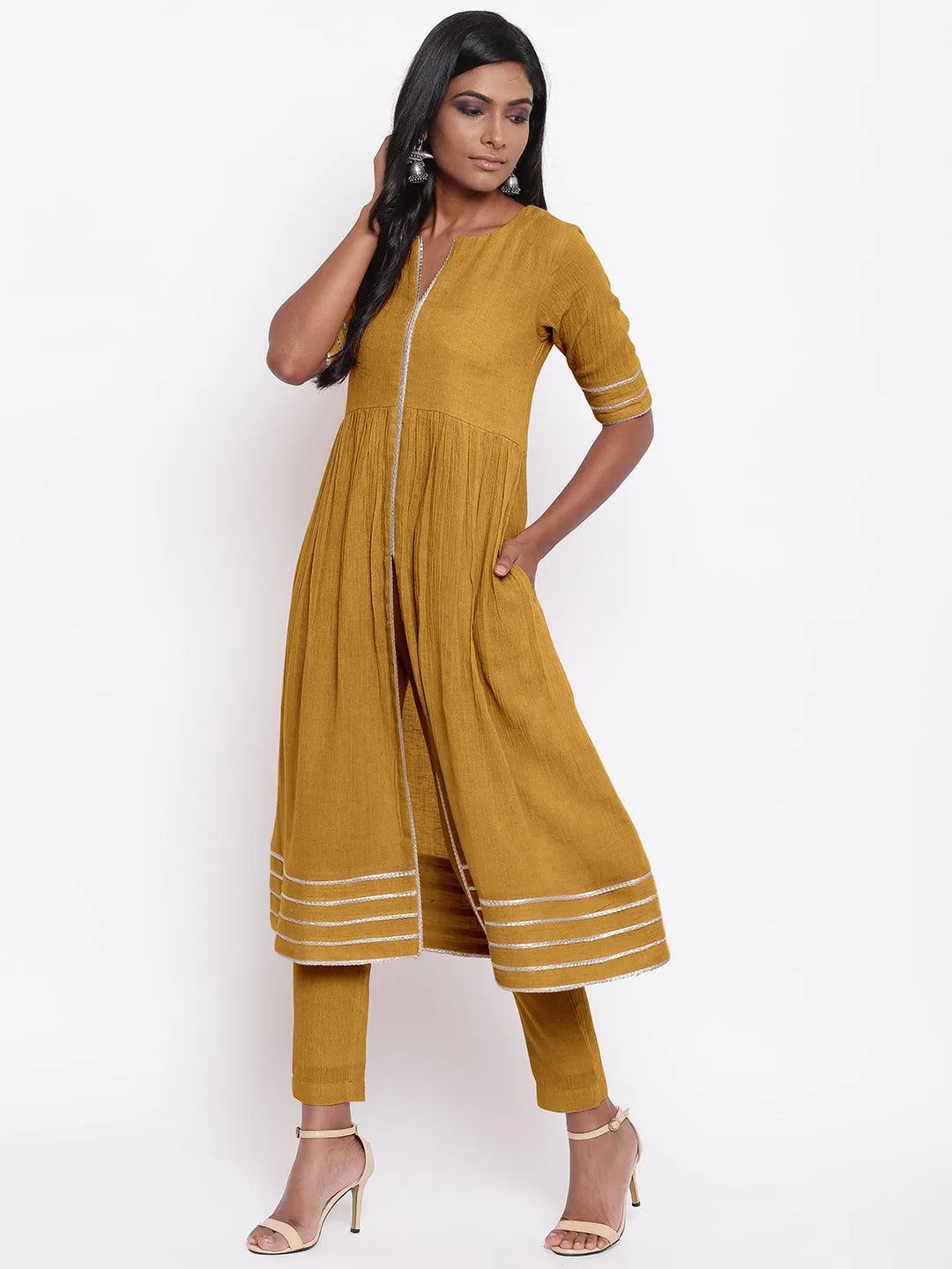 Pure Cotton Gota Slit Kurta Set | Relove