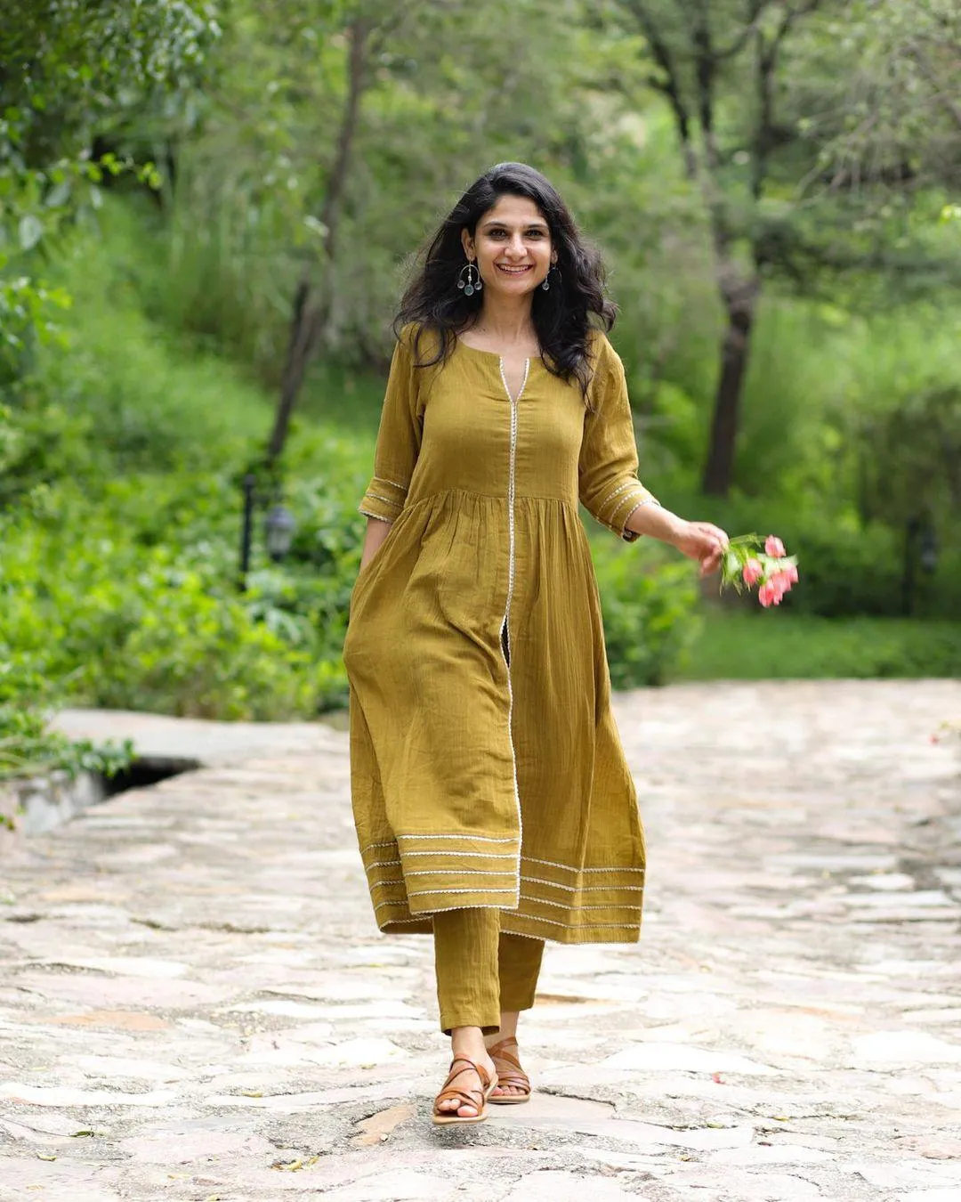 Pure Cotton Gota Slit Kurta Set | Relove