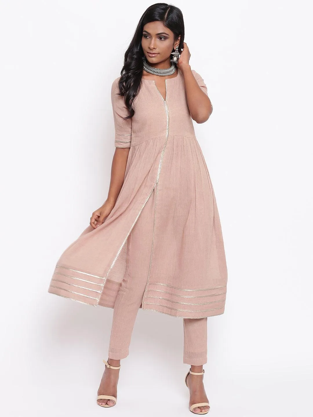 Pure Cotton Gota Slit Kurta Set | Relove