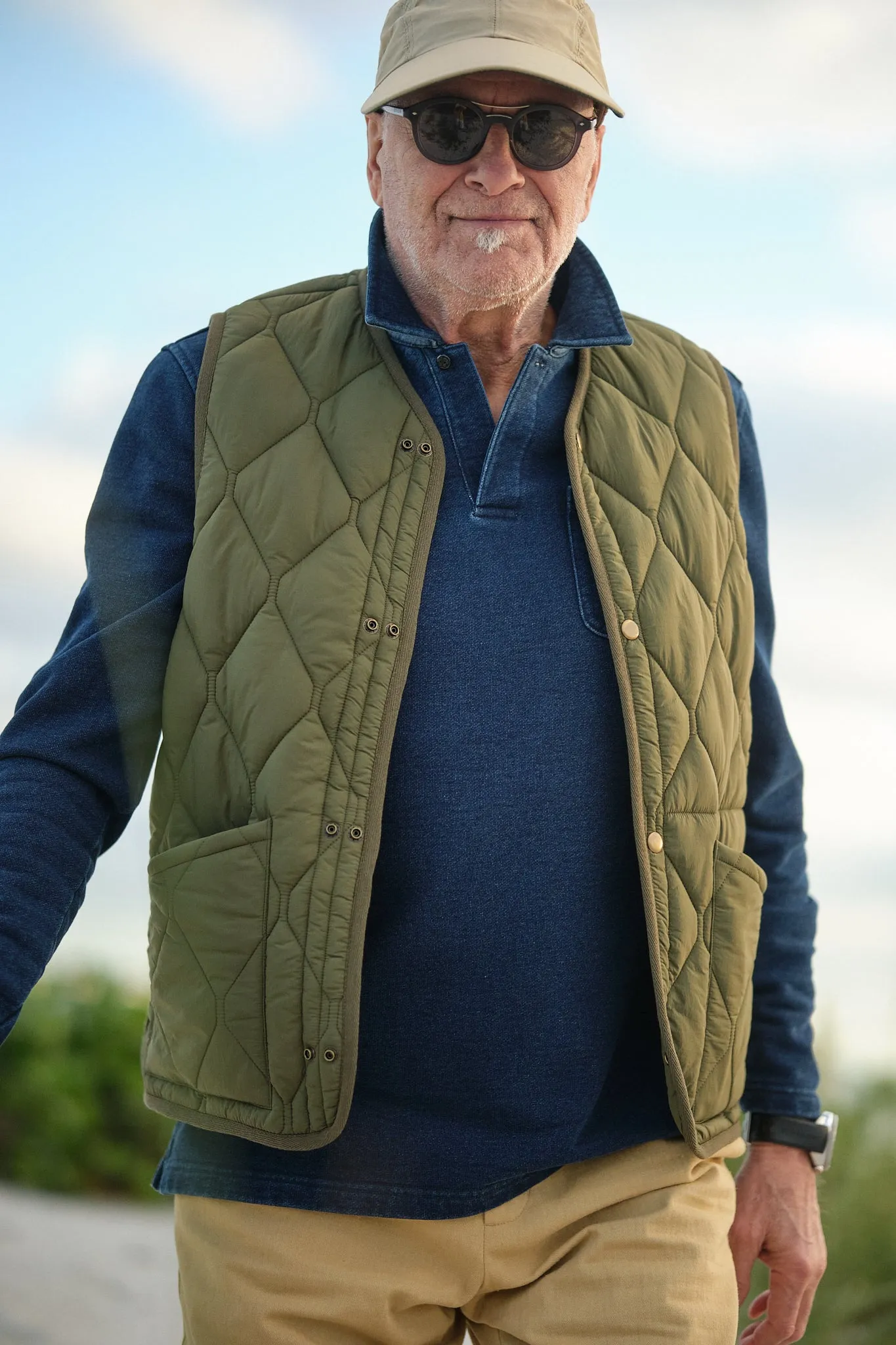 Quilted Vest in Olive