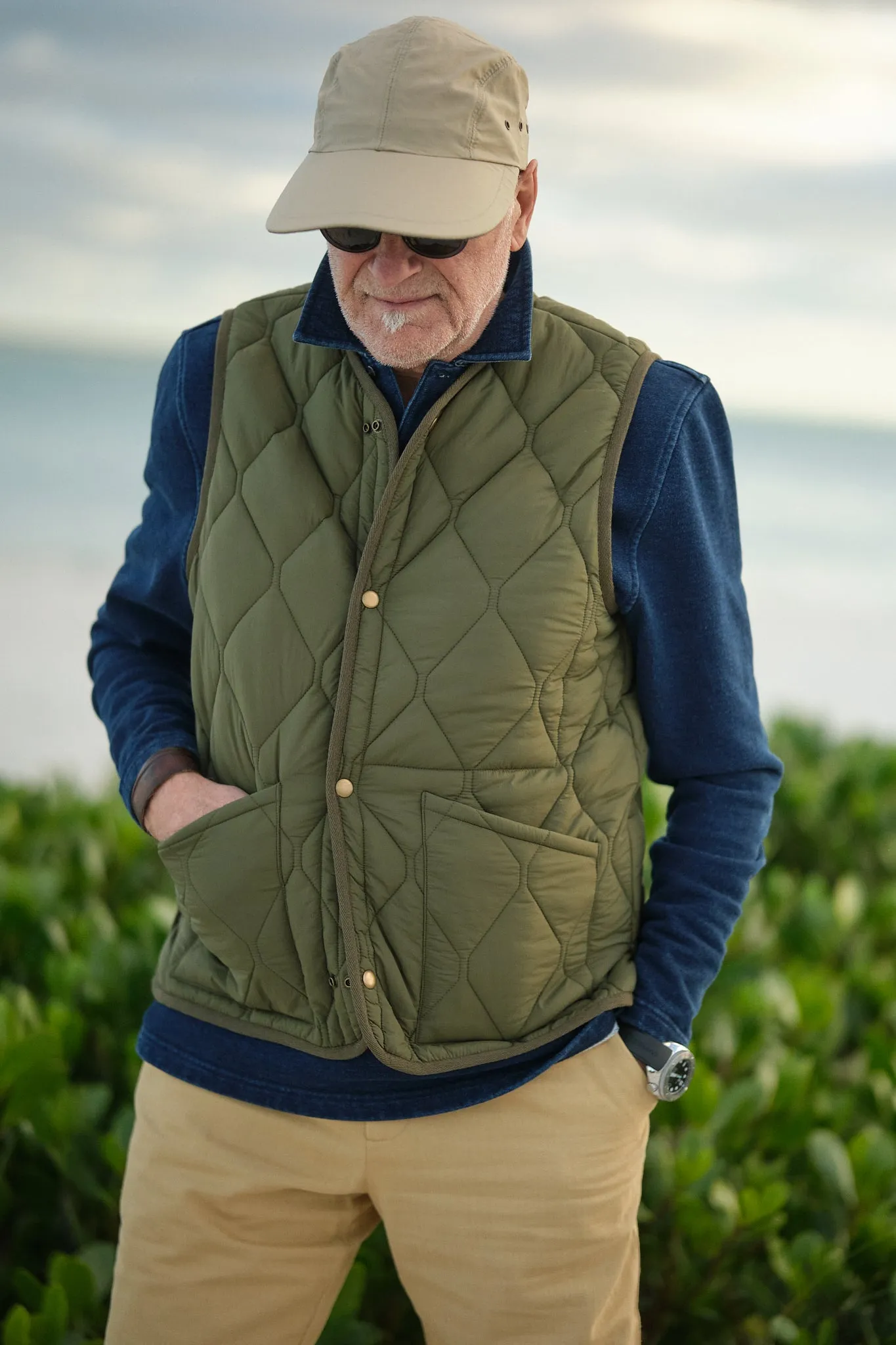 Quilted Vest in Olive