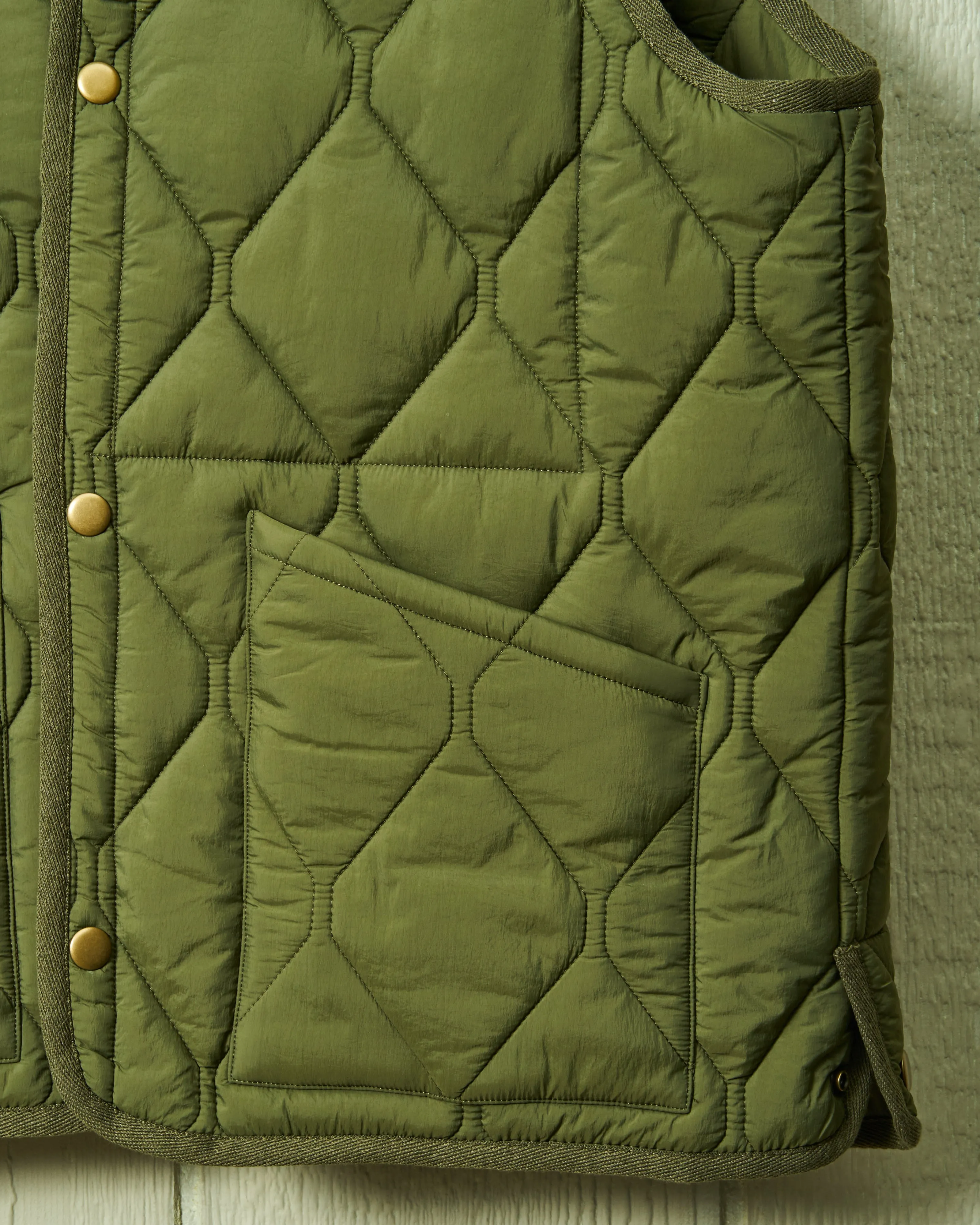 Quilted Vest in Olive