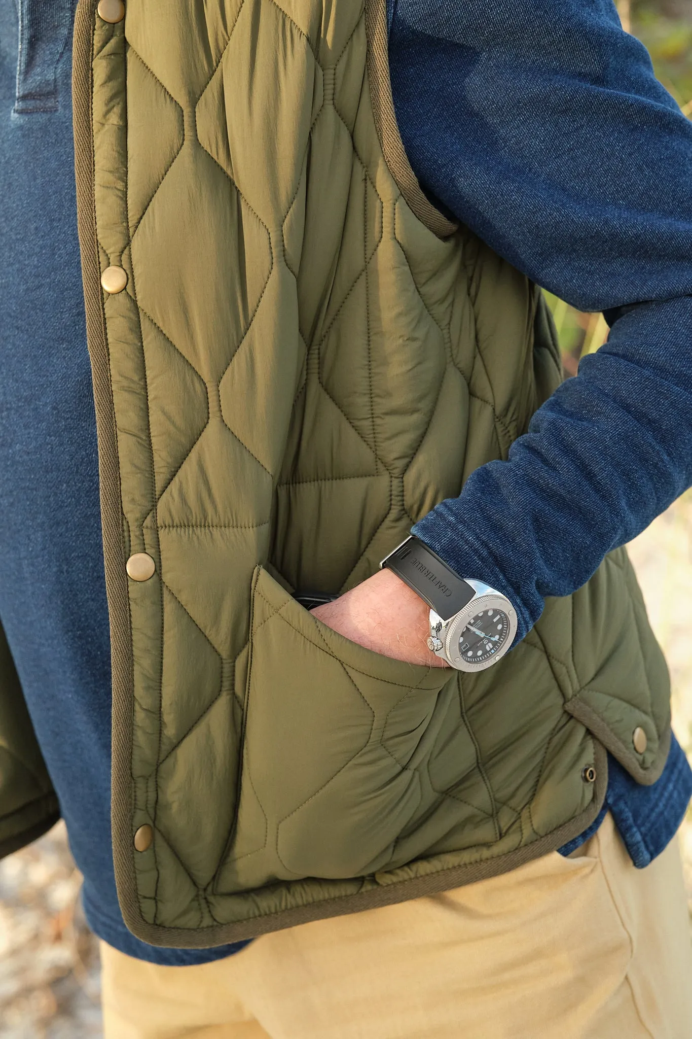 Quilted Vest in Olive