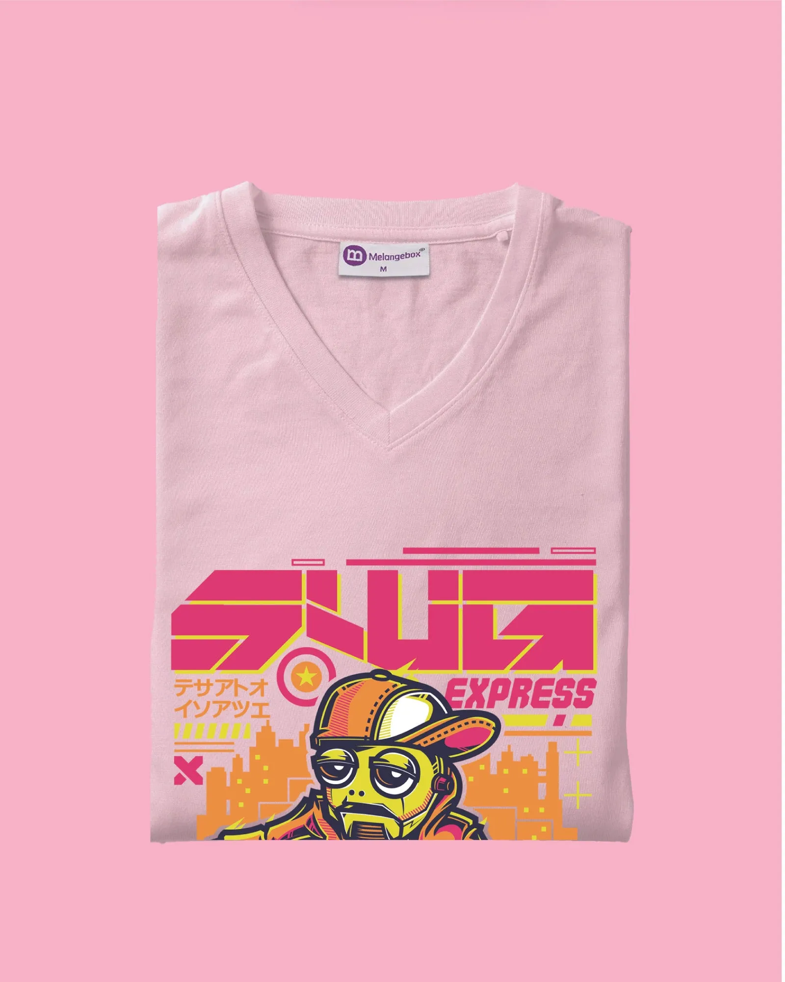 Robo Skater V Neck: Baby Pink