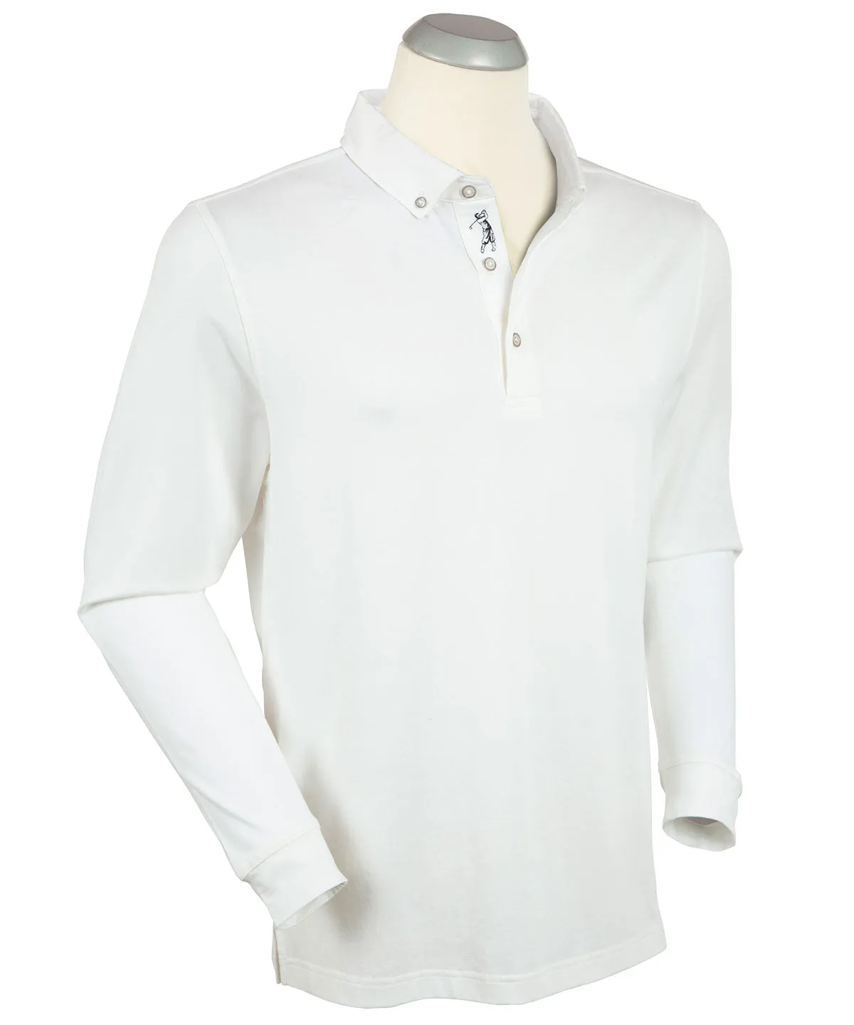 Signature Liquid Cotton Button-Down Collar Long-Sleeve Polo