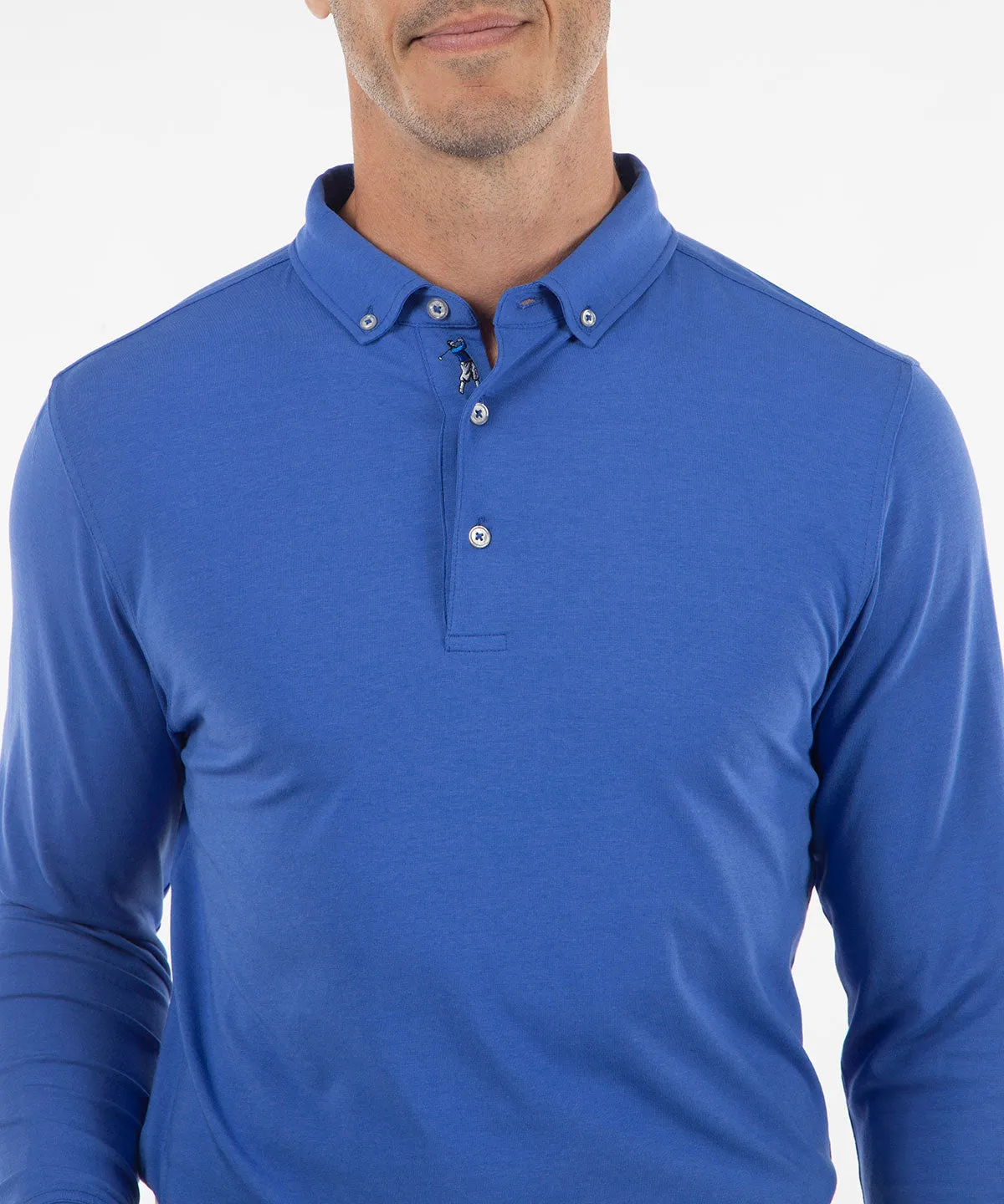 Signature Liquid Cotton Button-Down Collar Long-Sleeve Polo